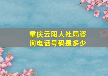 重庆云阳人社局咨询电话号码是多少