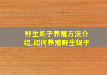 野生蝎子养殖方法介绍,如何养殖野生蝎子