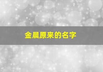 金晨原来的名字