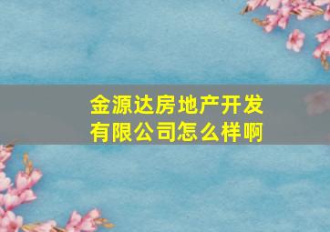 金源达房地产开发有限公司怎么样啊