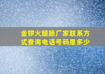 金锣火腿肠厂家联系方式查询电话号码是多少