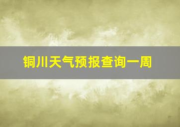 铜川天气预报查询一周