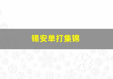 锡安单打集锦