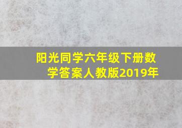 阳光同学六年级下册数学答案人教版2019年