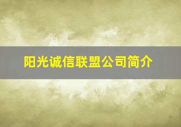 阳光诚信联盟公司简介