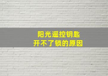 阳光遥控钥匙开不了锁的原因