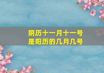 阴历十一月十一号是阳历的几月几号