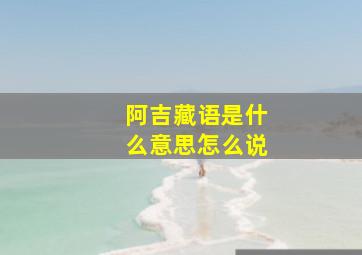 阿吉藏语是什么意思怎么说