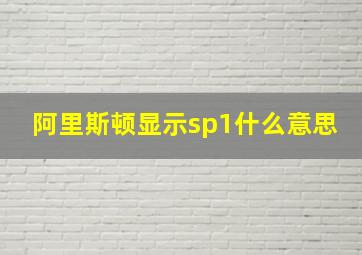 阿里斯顿显示sp1什么意思