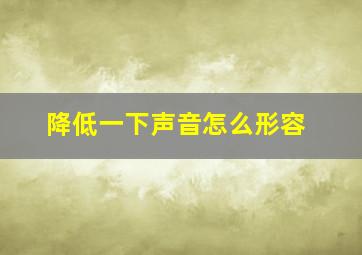 降低一下声音怎么形容