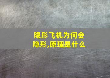 隐形飞机为何会隐形,原理是什么