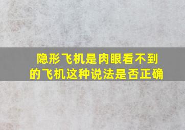 隐形飞机是肉眼看不到的飞机这种说法是否正确