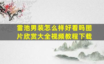 雷池男装怎么样好看吗图片欣赏大全视频教程下载