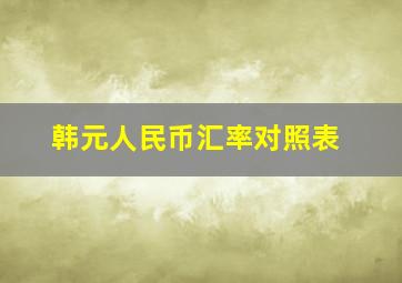 韩元人民币汇率对照表