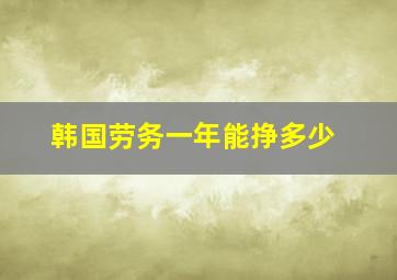 韩国劳务一年能挣多少