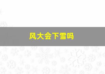 风大会下雪吗