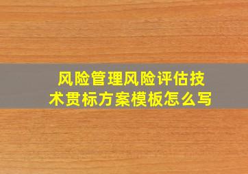 风险管理风险评估技术贯标方案模板怎么写