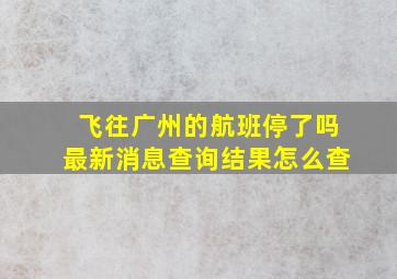 飞往广州的航班停了吗最新消息查询结果怎么查