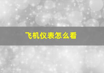 飞机仪表怎么看