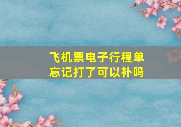 飞机票电子行程单忘记打了可以补吗