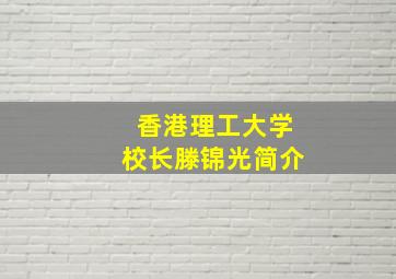 香港理工大学校长滕锦光简介