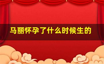 马丽怀孕了什么时候生的