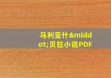 马利亚什·贝拉小说PDF