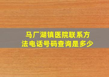 马厂湖镇医院联系方法电话号码查询是多少