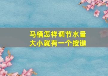 马桶怎样调节水量大小就有一个按键