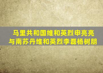 马里共和国维和英烈申亮亮与南苏丹维和英烈李磊杨树朋