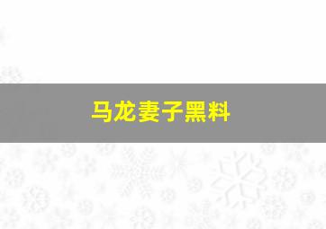 马龙妻子黑料