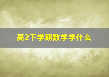 高2下学期数学学什么