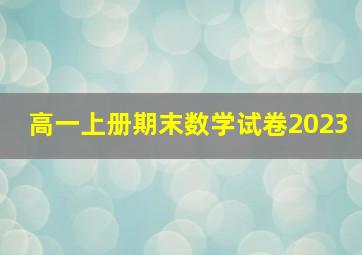 高一上册期末数学试卷2023