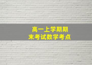 高一上学期期末考试数学考点