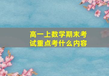 高一上数学期末考试重点考什么内容