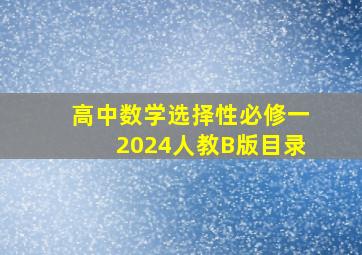 高中数学选择性必修一2024人教B版目录