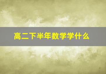 高二下半年数学学什么