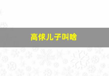 高俅儿子叫啥