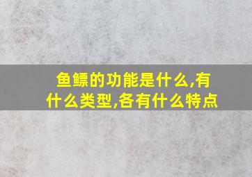 鱼鳔的功能是什么,有什么类型,各有什么特点