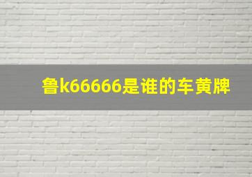 鲁k66666是谁的车黄牌