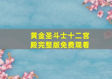 黄金圣斗士十二宫殿完整版免费观看