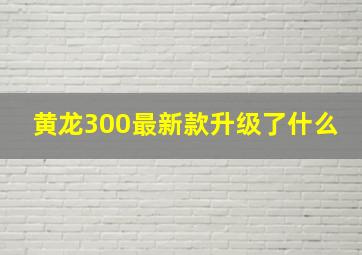 黄龙300最新款升级了什么