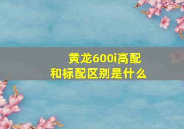 黄龙600i高配和标配区别是什么