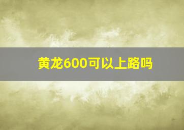 黄龙600可以上路吗