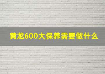 黄龙600大保养需要做什么