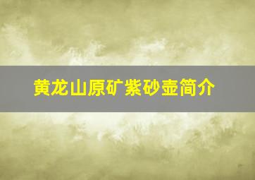 黄龙山原矿紫砂壶简介