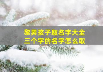 黎男孩子取名字大全三个字的名字怎么取