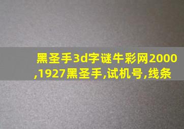 黑圣手3d字谜牛彩网2000,1927黑圣手,试机号,线条