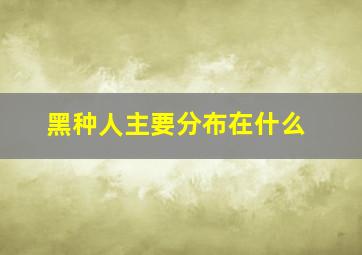 黑种人主要分布在什么