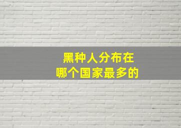 黑种人分布在哪个国家最多的